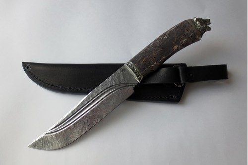 Нож "Таежный - 1" дамаск с долами - работа мастерской кузнеца Марушина А.И.